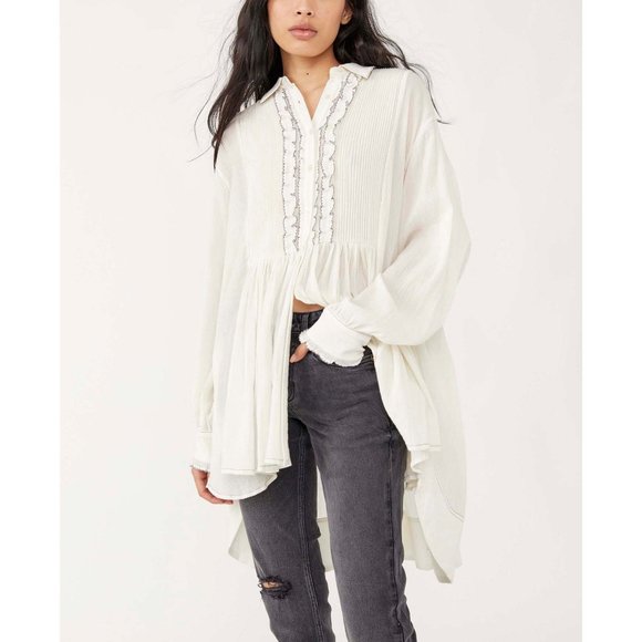 NWT Free People Teddy Tux Tunic / Ivory Combo - Picture 3 of 16
